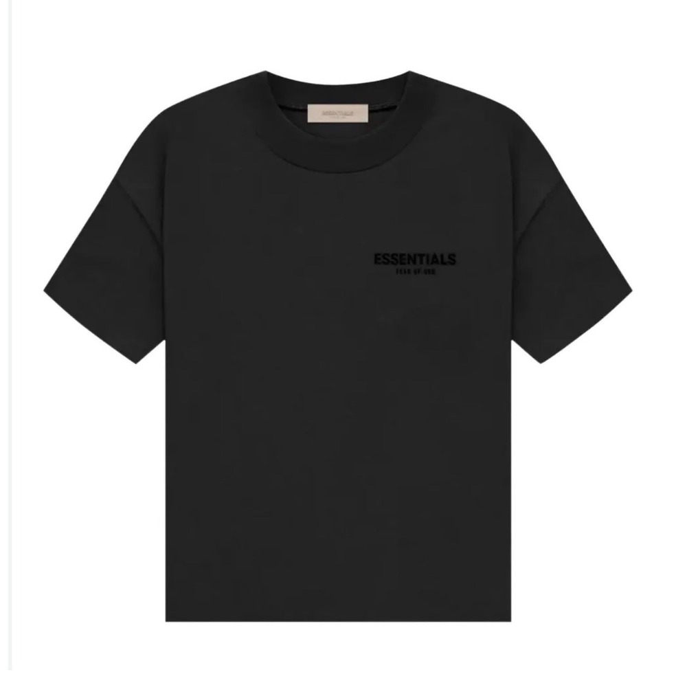 Fear of God Essentials Mens T-Shirt Stretch Limo Black Logo Size M